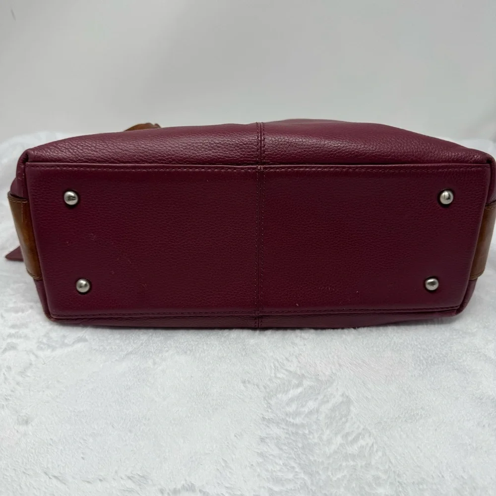 Nino Bossi Burgundy‎ Leather Hobo Shoulder Bag Braided Strap zip Closure